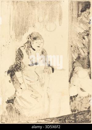 Questo lavoro di Edgar Degas, risalente al 1877-1878, raffigura Mlle Bécat. La composizione enfatizza figura, posa, espressione facciale e abbigliamento, riflettendo lo stile ritratto di Degas e concentrandosi sulla società francese del XIX secolo. Foto Stock