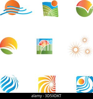 Collezione di logo Nature, collezione di logo, loghi per la natura, il benessere e il giardinaggio Illustrazione Vettoriale