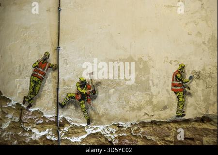 Street art, graffiti, MAUSA VAUBAN, Museo di Arte Urbana e Arte di strada, Fortezza Vauban Neuf-Brisach, sito Patrimonio dell'Umanità dell'UNESCO, Dipartimento Haut-Rhin Foto Stock