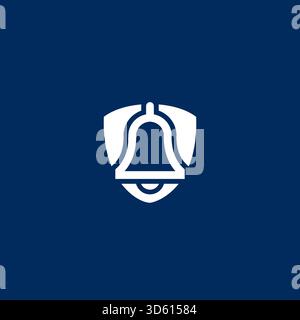 vettore di design del logo della campana dello scudo Illustrazione Vettoriale