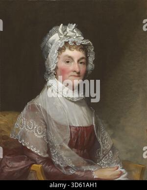 Un ritratto di Abigail Smith Adams, moglie di John Adams, di Gilbert Stuart, 1800–1815. Il dipinto enfatizza le caratteristiche facciali, l'abbigliamento e la postura, riflettendo le convenzioni del ritratto americano all'inizio del XIX secolo. Foto Stock