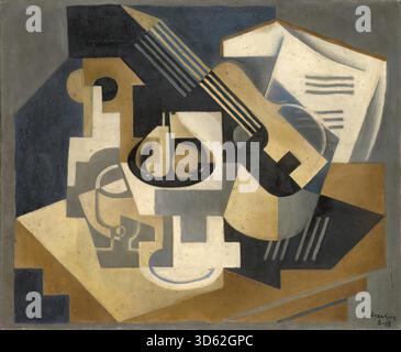 Guitar and Fruit Bowl on a Table, 1918 di Juan Gris Illustrazione Vettoriale