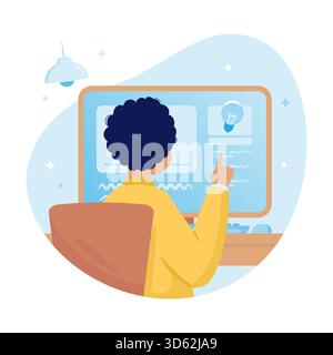 Illustrazione vettoriale dell'apprendimento virtuale del corso online Illustrazione Vettoriale