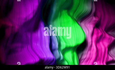 Onde astratte colorate che fluiscono in tonalità vibranti creano un effetto visivo ipnotico in un'opera d'arte digitale Foto Stock