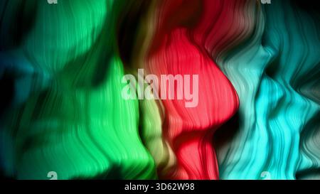 Onde astratte colorate che fluiscono in tonalità vibranti creano un effetto visivo ipnotico in un'opera d'arte digitale Foto Stock