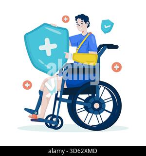 Illustrazione del vettore di protezione dell'assicurazione contro l'invalidità sanitaria Illustrazione Vettoriale