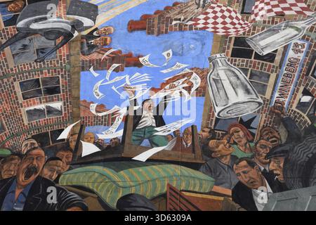 Cable Street Mural, Shadwell, Londra, Inghilterra, Regno Unito. La battaglia di Cable Street fu una serie di scontri che ebbero luogo in diverse località Foto Stock