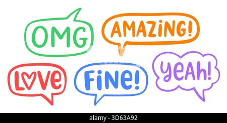 Chat Bubbles Social Media Message Speech Clouds Illustrazione Vettoriale