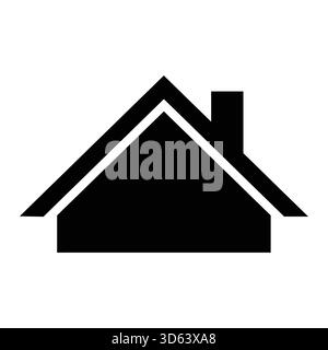 Icona Simple House Roof and Chimney silhouette Illustrazione Vettoriale
