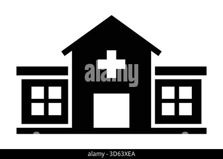 Icona edificio ospedale o clinica medica Illustrazione Vettoriale