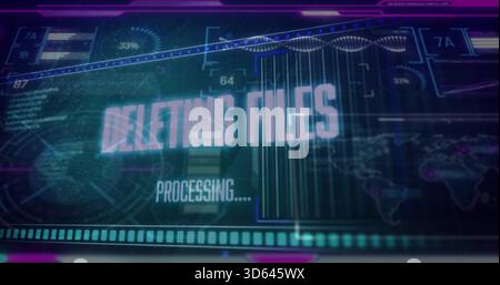 Visualizzazione del blocco di testo centrale PER L'ELIMINAZIONE DEI FILE sulla console, visualizzazione DELL'ELABORAZIONE Foto Stock