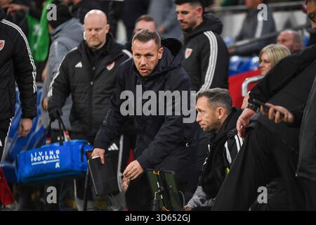 Cardiff City Stadium, Cardiff, Regno Unito. 18 novembre 2025. Calcio internazionale qualificante per la Coppa del mondo FIFA, Galles contro Macedonia del Nord; Craig Bellamy, Galles crediti allenatore: Action Plus Sports/Alamy Live News Foto Stock