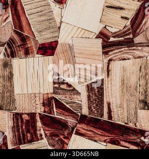 Texture fotografica 4K senza cuciture di varie piastrelle di legno colorate motivo materilale. Foto Stock