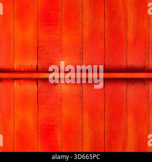 Finitura fotografica 4K senza cuciture con tavole di legno logore verniciate di rosso e chiodi. Foto Stock
