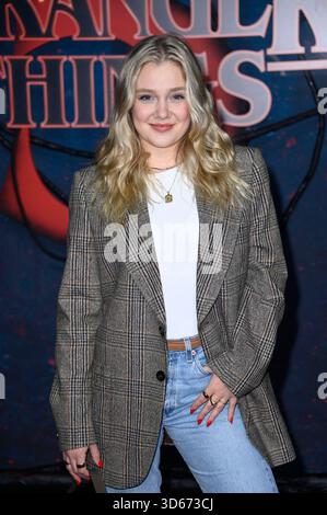 Chiara Tews beim fan Event zur 5. Staffel der Netflix-serie "Stranger Things" in Hangar 7 Tempelhof Airport. Berlino, 18.11.2025 Foto Stock