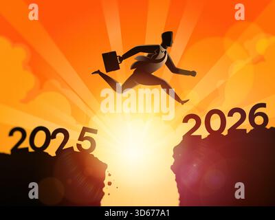 Passa dal concetto di successo di Capodanno 2025 al 2026. Felice anno nuovo 2026 background Foto Stock