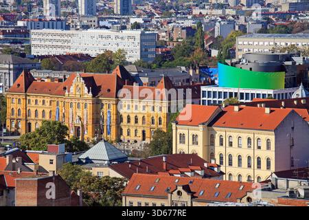 Croazia, Zagabria, skyline, vista aerea, Foto Stock