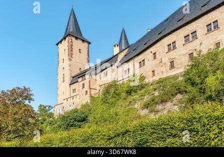Vista del castello di Rochlitz, Sassonia, Germania Foto Stock