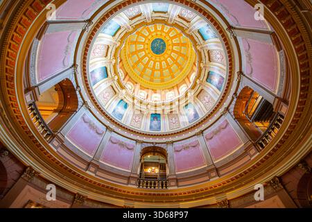 Soffitto del Campidoglio del Michigan. Questo edificio è il governo legislativo dello Stato del Michigan, al 100 N Capitol Ave, Lansing, Michigan Michigan, USA. Foto Stock