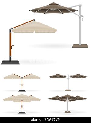 ombrellone grande per bar e caffetterie sulla terrazza o sulla spiaggia cartoni animati immagine vettoriale isolata su sfondo bianco Illustrazione Vettoriale