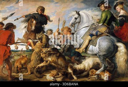 "Wolf and Fox Hunt (ca. 1616). Peter Paul Rubens (fiammingo, 1577-1640)» Foto Stock