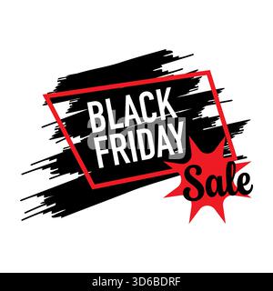 Poster del distintivo del tratto della spazzola Grunge in vendita per il Black Friday. Illustrazione vettoriale. Illustrazione Vettoriale