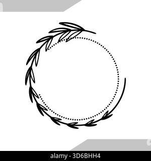 Un design circolare con una delicata ghirlanda di foglie, adatta per il branding o per scopi decorativi Illustrazione Vettoriale
