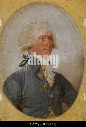 Thomas Jefferson (1788). John Trumbull (americano, 1756 1843). Thomas Jefferson (13 aprile [O.S. 2 aprile], 1743 ? 4 luglio 1826) è stato un padre fondatore statunitense e terzo presidente degli Stati Uniti d'America dal 1801 al 1809. Fu l'autore principale della dichiarazione d'indipendenza. Jefferson fu il primo segretario di Stato americano sotto George Washington e poi il secondo vicepresidente sotto John Adams. Jefferson fu uno dei principali sostenitori della democrazia, del repubblicanesimo e dei diritti naturali, e produsse documenti formativi e decisioni allo Stato, nazionale e interno Foto Stock