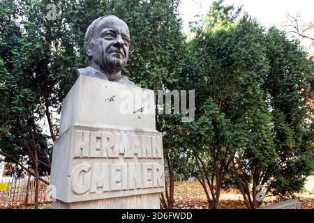 Hermann-Gmeiner-Denkmal, Gründer von SOS Kinderdorf, Parco a Wien, Österreich // Monumento Hermann Gmeiner, fondatore del villaggio per bambini SOS, parco a Vienna, Austria - 20251118 PD18488 credito: APA-PictureDesk/Alamy Live News Foto Stock