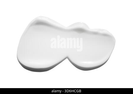 Striscio di turbolenza color crema con ombra isolata. Creme facciali, schiuma, gel o lozione per il corpo compongono il campione di ictus. Trucco viso cremoso cosme Foto Stock