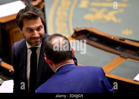 Bruxelles, Belgio. 20 novembre 2025. L'ONOREVOLE Georges-Louis Bouchez, nella foto di giovedì 20 novembre 2025, in seduta plenaria presso il parlamento federale, a Bruxelles. BELGA FOTO DIRK WAEM credito: Belga News Agency/Alamy Live News Foto Stock