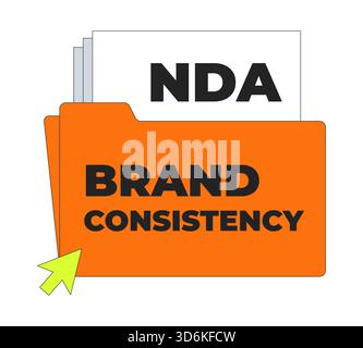 Cartella con coerenza del marchio e oggetto cartoon 2D con documento NDA Illustrazione Vettoriale