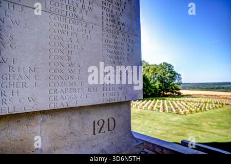 Thiepval Memorial alla scomparsa della somme nel nord della Francia, commemorando i nomi dei soldati britannici e del Commonwealth uccisi nel primo Wor Foto Stock