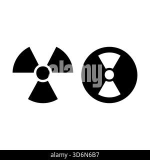 Set di simboli radioattivi per segnali di pericolo nucleare e forme nere Illustrazione Vettoriale