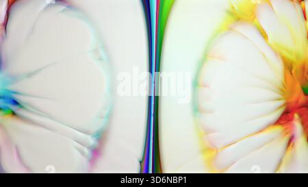 Immagini luminose e fluide che mostrano motivi simmetrici vivaci e colorati Foto Stock