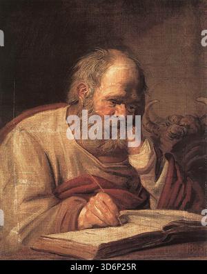 HALS, Frans (nato 1580, Anversa, d. 1666, Haarlem) St Luke c. 1625 olio su tela, 70 x 55 cm Museum of Western European and Oriental Art, Odessa --- parole chiave: --------------- Autore: HALS, Frans titolo: St Luke Time-line: 1601-1650 Scuola: Olandese forma: Pittura tipo: Religioso Foto Stock