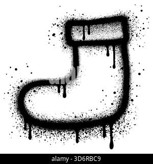 Calza invernale in stile graffiti con vernice spray nera Illustrazione Vettoriale