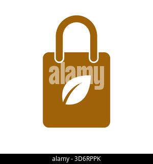 Immagine vettoriale a icone ecosostenibili con lucchetto marrone per la sicurezza ambientale la protezione ambientale la protezione ambientale la protezione della natura e i concetti di progettazione organica Illustrazione Vettoriale