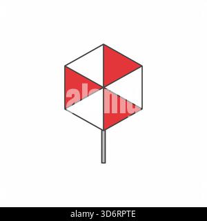 Immagine vettoriale dell'icona del banner con bandiera geometrica rossa per contrassegnare il traguardo della vittoria dei festeggiamenti e i concetti di progettazione degli eventi Illustrazione Vettoriale