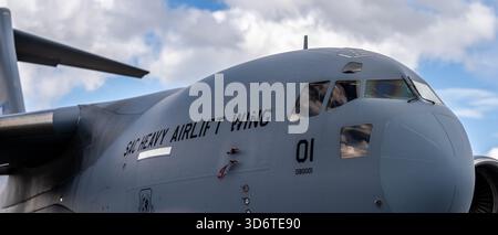 Sola, Norvegia - 16 giugno 2024: Boeing C-17A Globemaster III in mostra Foto Stock