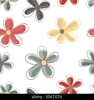 Simpatico motivo in tessuto senza cuciture floreale vivace Illustrazione Vettoriale