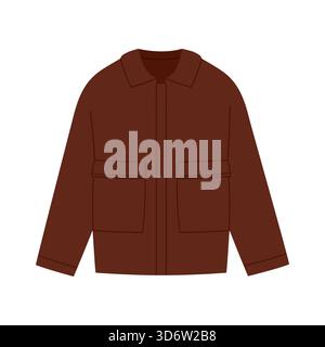 Simple brown men jacket isolated on white background for fashion and clothing design vector illustration Illustrazione Vettoriale