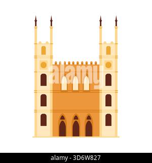 La famosa basilica di Notre Dame in Canada è mostrata come un'illustrazione vettoriale isolata di un edificio storico Illustrazione Vettoriale