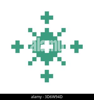 Motivo geometrico pixel ispirato alla Finlandia tradizionale in verde isolato su sfondo bianco Illustrazione Vettoriale