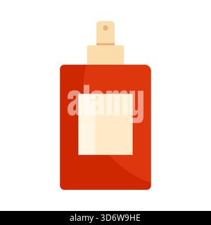 Flacone spray per profumi rosso minimale isolato su sfondo bianco per illustrazioni vettoriali di moda e bellezza francese Illustrazione Vettoriale