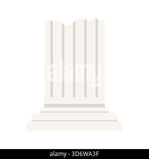 Base di colonne greche rotte minimaliste su sfondo bianco, perfetta per temi storici o educativi, illustrazione vettoriale isolata Illustrazione Vettoriale