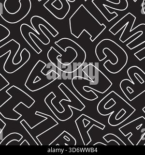 ABC e 123 pattern senza cuciture. Illustrazione vettoriale sfondo piatto. Illustrazione Vettoriale