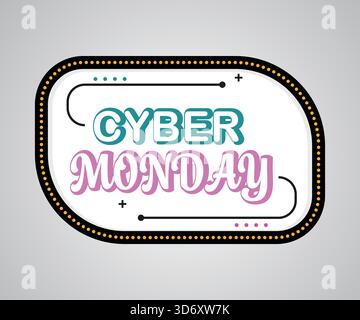 Poster in tipografia moderna Cyber Monday con decorazioni artistiche. Illustrazione vettoriale. Illustrazione Vettoriale