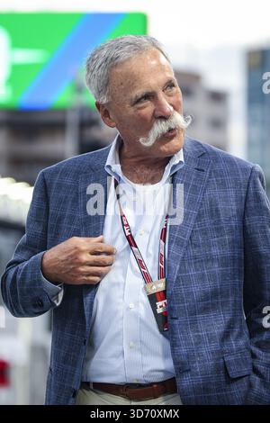 CAREY Chase (usa), ex presidente e CEO del gruppo di Formula uno, ritratto durante il Gran Premio di Formula 1 di Las Vegas 2025, 22° round del Campionato del mondo di Formula 1 FIA 2025 dal 21 al 23 novembre 2025 sul Las Vegas Strip Circuit, a Paradise, Nevada, Stati Uniti d'America Foto Stock