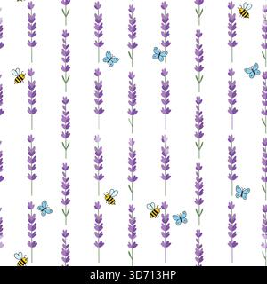 Illustrazione vettoriale con icona botanica con motivo a fiori di lavanda viola per un motivo floreale con aromaterapia naturale e decorativo Illustrazione Vettoriale